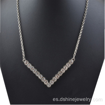 Oro y plata hecha a mano collar de diamantes de imitación plateado aleación